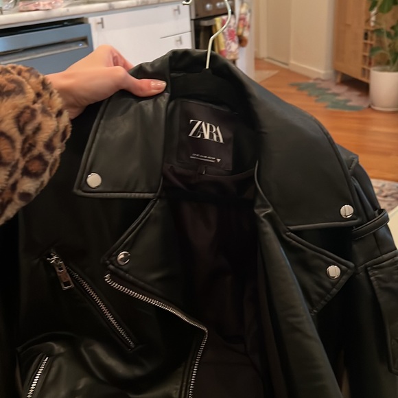 NWOT Zara Oversized Leather Jacket size S - Picture 9 of 9